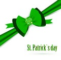 St.Patrick holiday bow with emerald shamrock