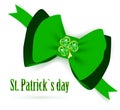 St.Patrick holiday bow with emerald shamrock