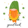 St. Patrick illustration with a little gnome dressed in green.