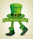 St patrick legs with boots and hat with ribbon Royalty Free Stock Photo
