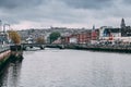 St Patrick`s Bridge, and Saint Patrick`s Quay street in Cork, Ireland