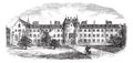 St Patrick`s College or Maynooth College in Ireland vintage engraving