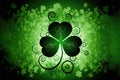St. Patrick's Day abstract green background decorated with shamrock leaves. Patrick Day pub party celebrating. Generative AI Royalty Free Stock Photo