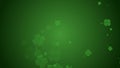 St Patrick`s day animation, clover leafs rotating on the green background