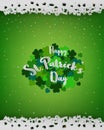 St.Patrick`s Day background,design element with lettering on green clover,paper cut out style,vector illustraton