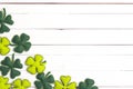 St.Patrick`s Day Background With Felt Four-leaf Clover On White