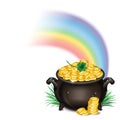 St.Patrick's Day background with Pot Of Gold, Magical Treasure,