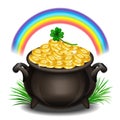 St.Patrick`s Day background with Pot Of Gold, Magical Treasure