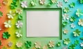 St. Patrick's Day background with shamrocks and blank frame Royalty Free Stock Photo