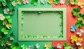 St. Patrick's Day background with shamrocks and blank frame Royalty Free Stock Photo