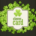 St Patrick's Day background. Vector illustration for lucky spring design with shamrock. Green clover border and square