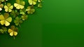 St. Patrick\'s day banner with gold coins and shamrock clover leaves on green background