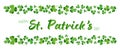 St. Patrick\'s Day banner with shamrock in a row. Green clover border, horizontal frame. Sample symbol of Ireland Royalty Free Stock Photo