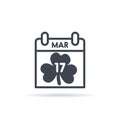 St Patrick`s Day calendar. March 17th vector illustration