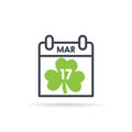 St Patrick`s Day calendar. March 17th vector illustration