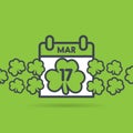 St Patrick`s Day calendar. March 17th vector illustration