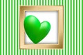 St Patrick`s day card. Big green heart and golden frame. Vector illustration for Saint Patrick Day Greeting Card Royalty Free Stock Photo