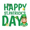 St. Patrick s Day Card template with leprechaun in a green suit. Invitation card to an Irish party vector