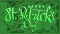 hand lettering st patricks day with green abstract cletic knot root vector illustration Royalty Free Stock Photo