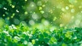 St. Patrick\'s Day Celebration with Clover Confetti and Soft Green Bokeh Lights