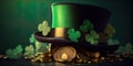 St. Patrick\'s Day cheer with a beer mug, mods and clover leaves. Generative Ai