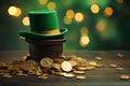 St Patrick's day concept - black pot with golden coins Royalty Free Stock Photo