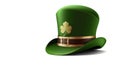 St. Patrick's day costume hat of a leprechaun. Irish green hat on a white background