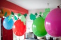 St Patrick`s Day decor with balloons and paper clovers