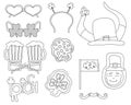 St. Patrick\'s Day design outline elements set. Coloring page Happy St. Patrick\'s Day. Royalty Free Stock Photo