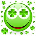 St. Patrick`s Day - green emoji with shamrock eyes