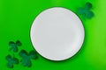 St. Patrick`s Day empty white plate mockup Royalty Free Stock Photo