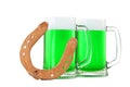 Glass mugs with beer and horseshoe Royalty Free Stock Photo