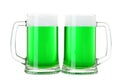 Glass mugs with green beer Royalty Free Stock Photo