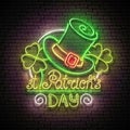 St Patrick`s Day Glow Signboard with Leprachaun Hat