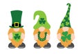 St. Patrick`s Day Gnomes with shamrock & horseshoe Royalty Free Stock Photo