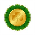 St. Patrick's Day gold shamrock and green ribbon. Royalty Free Stock Photo
