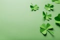 St. patrick`s day. green background with clover leaves: shamrocks .