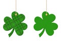 St. Patrick's day hanging clovers (shamrock). Vector illustration.