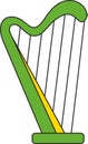 harp, Irish folk musical instruments, retro vintage style, simple vector flat linear icon isolated on a white