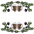 St. Patrick\'s Day holiday symbols. Green clover leaf. Beer mug. Party Design vector illustration. St. Royalty Free Stock Photo