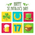 St. Patrick's Day icon set in flat design