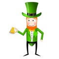 St. Patrick`s Day illustration - Leprechaun, white background.