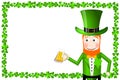 St. Patrick`s Day illustration - Leprechaun, clover, shamrock frame