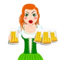 St. Patrick`s Day illustration - waitress holding beer