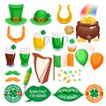 St patrick`s day irish icons set. Royalty Free Stock Photo