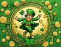 St Patrick\'s Day Logo Icon dancing Leprechaun