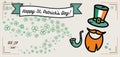 St Patrick`s day long banner. Flat vector green orange poster Happy Saint Patricks day parade. Illustration hipster flat