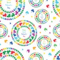 St. Patrick's Day mandala circle clover rainbow style seamless pattern