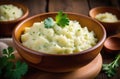 national Irish cuisine, traditional Irish dish, Colcannon, mashed potatoes with cabbage, garnished with parsle Royalty Free Stock Photo