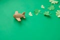 St. Patrick`s day, Plane luck Shamrock on a green background Royalty Free Stock Photo